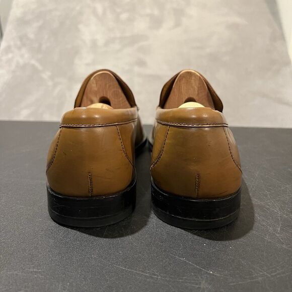 Cole Haan Moc Toe Loafers Mens 10 M Cognac Brown Leather Slip On Casual Dress - Picture 5 of 11